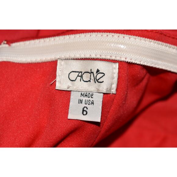 CACHE $148 Brooch Strap One Shoulder Mesh Cocktail‎ Dress Red Size 6 - Picture 5 of 5